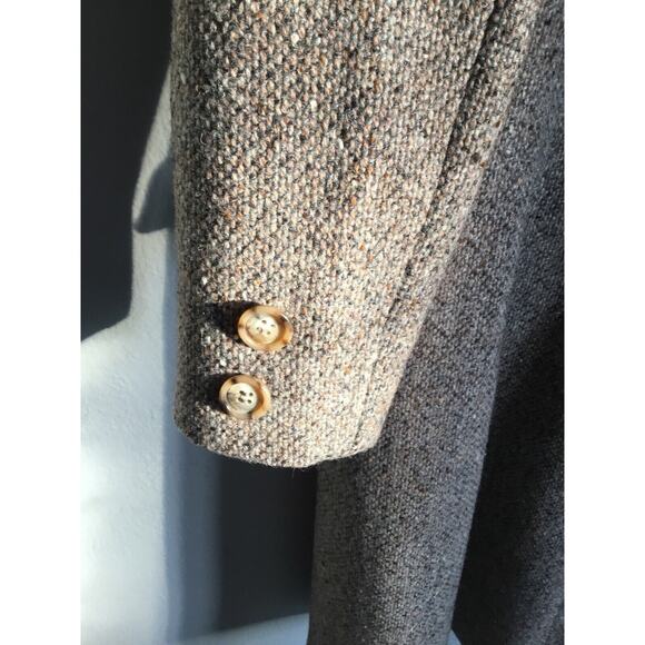 100% Wool Pea Coat Button Down Waist Sinch No Brand Long Warm Vintage - Picture 4 of 12